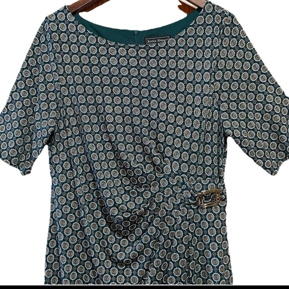 Jessica Howard Geometric Green Patterned Dress Size 16 - Picture 3 of 6